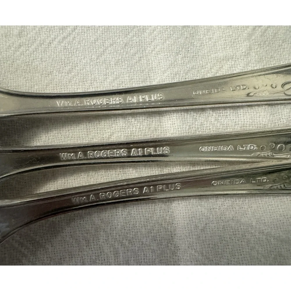 Wm. A. Rogers A1 Plus Oneida Ltd Silverplate Spoons Floral Handle Lot of 3